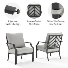 Crosley Otto 2pc Outdoor Chair Set - CO6293MB-GY
