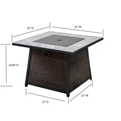 Deko Living 35-Inch Square Outdoor Propane Gas Fire Pit Table – 50,000 BTU Outdoor Gas Firepit Table with Hidden Propane Tank Storage, Lava Rock Filler & Cover Lid - COB10001 - The Home Selection