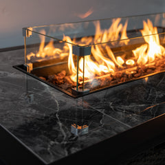Deko Living 52-Inch Rectangular Outdoor Propane Gas Fire Pit Table – 50,000 BTU Wicker Gas Outdoor Firepit with Hidden Propane Tank Storage & Lava Rock Filler - COB10002