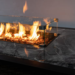 Deko Living 52-Inch Rectangular Outdoor Propane Gas Fire Pit Table – 50,000 BTU Wicker Gas Outdoor Firepit with Hidden Propane Tank Storage & Lava Rock Filler - COB10002