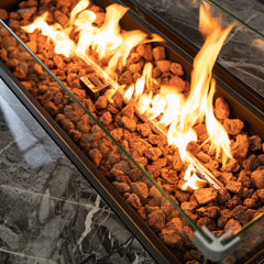 Deko Living 52-Inch Rectangular Outdoor Propane Gas Fire Pit Table – 50,000 BTU Wicker Gas Outdoor Firepit with Hidden Propane Tank Storage & Lava Rock Filler - COB10002