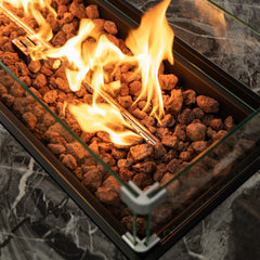 Deko Living 52-Inch Rectangular Outdoor Propane Gas Fire Pit Table – 50,000 BTU Wicker Gas Outdoor Firepit with Hidden Propane Tank Storage & Lava Rock Filler - COB10002