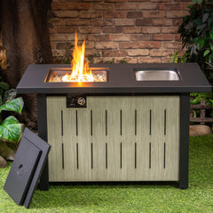 Deko Living 42" Rectangular Outdoor Propane Firetable with Ice Bucket - COB10004