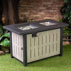 Deko Living 42" Rectangular Outdoor Propane Firetable with Ice Bucket - COB10004
