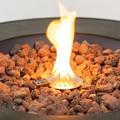Deko Living Round Outdoor Propane Gas Fire Pit Table – 8,000 BTU Outdoor Fire Pit with Lava Rock Filler & Adjustable Flame Control - COB10009