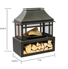 Deko Living 40-Inch Metal Wood Burner Fireplace – Outdoor Wood Burning Fire Pit with Grill, Log Grate & PVC Cover - COB10501