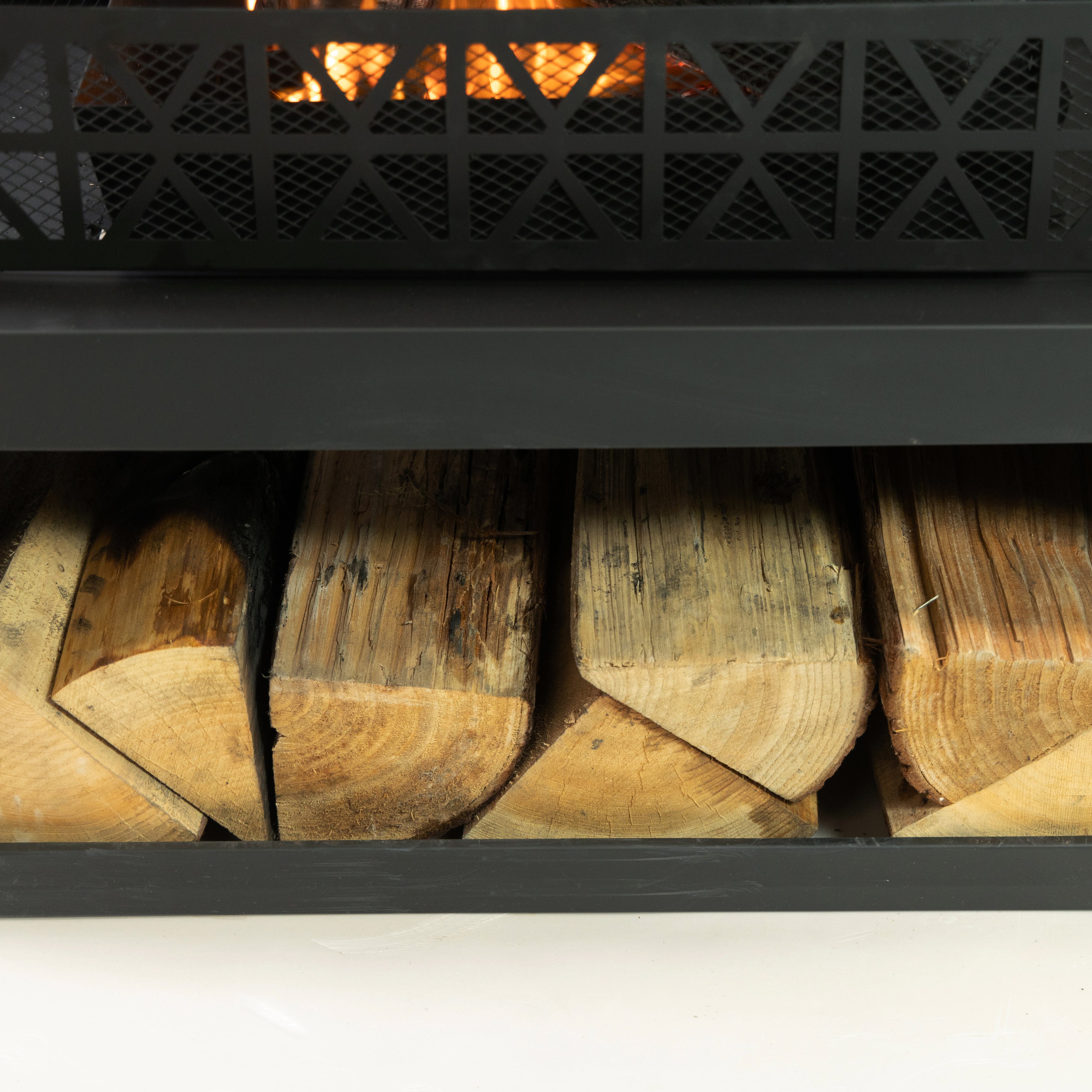 Deko Living Outdoor Metal Fireplace with Log Storage - COB10511