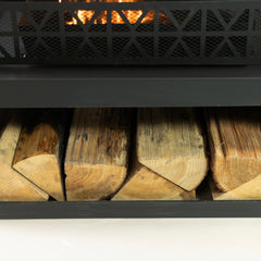 Deko Living Outdoor Metal Fireplace with Log Storage - COB10511