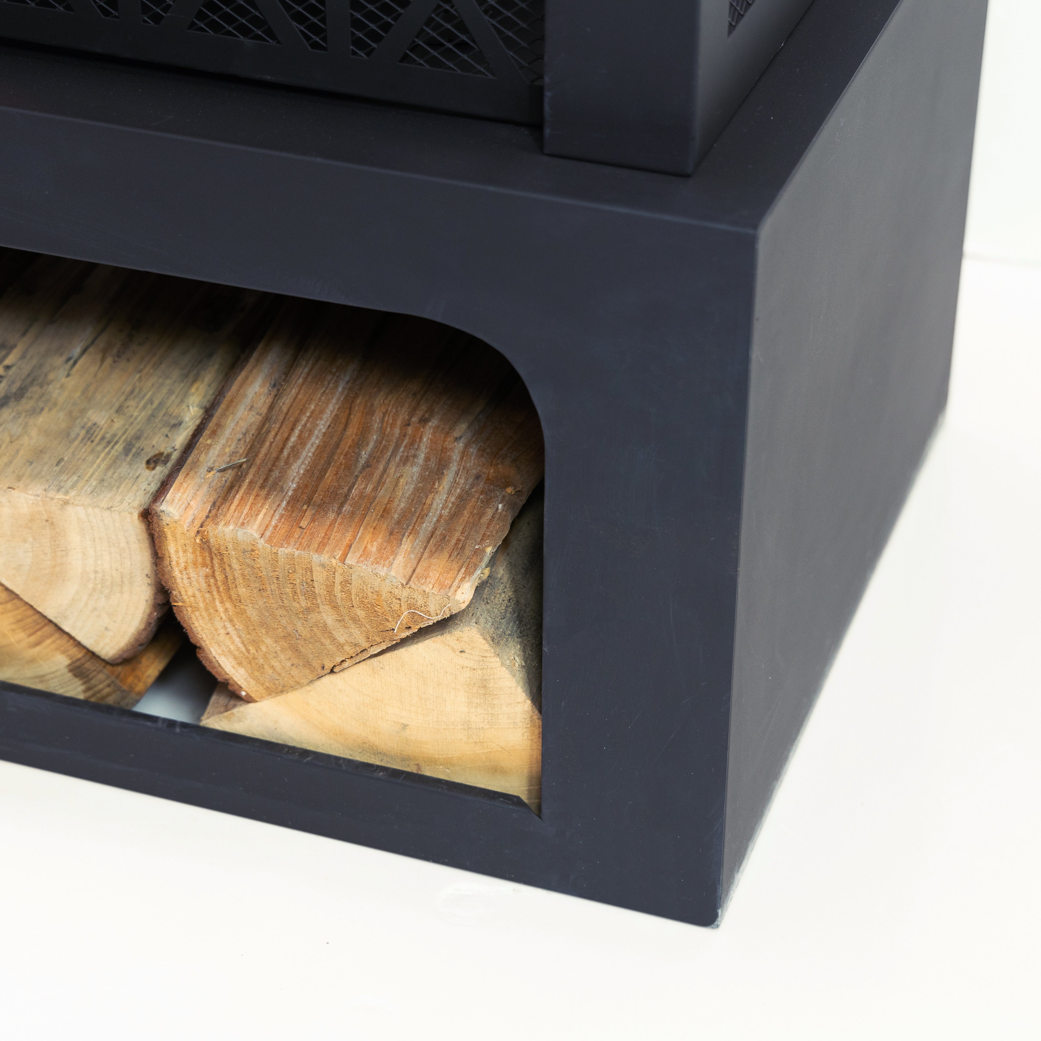 Deko Living Outdoor Metal Fireplace with Log Storage - COB10511