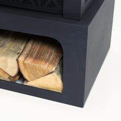 Deko Living Outdoor Metal Fireplace with Log Storage - COB10511