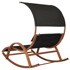 Deko Living Outdoor Wooden Frame Lounge Daybed with Black Upholstery & Canopy - COP20205BLK