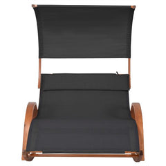 Deko Living Outdoor Wooden Frame Lounge Daybed with Black Upholstery & Canopy - COP20205BLK