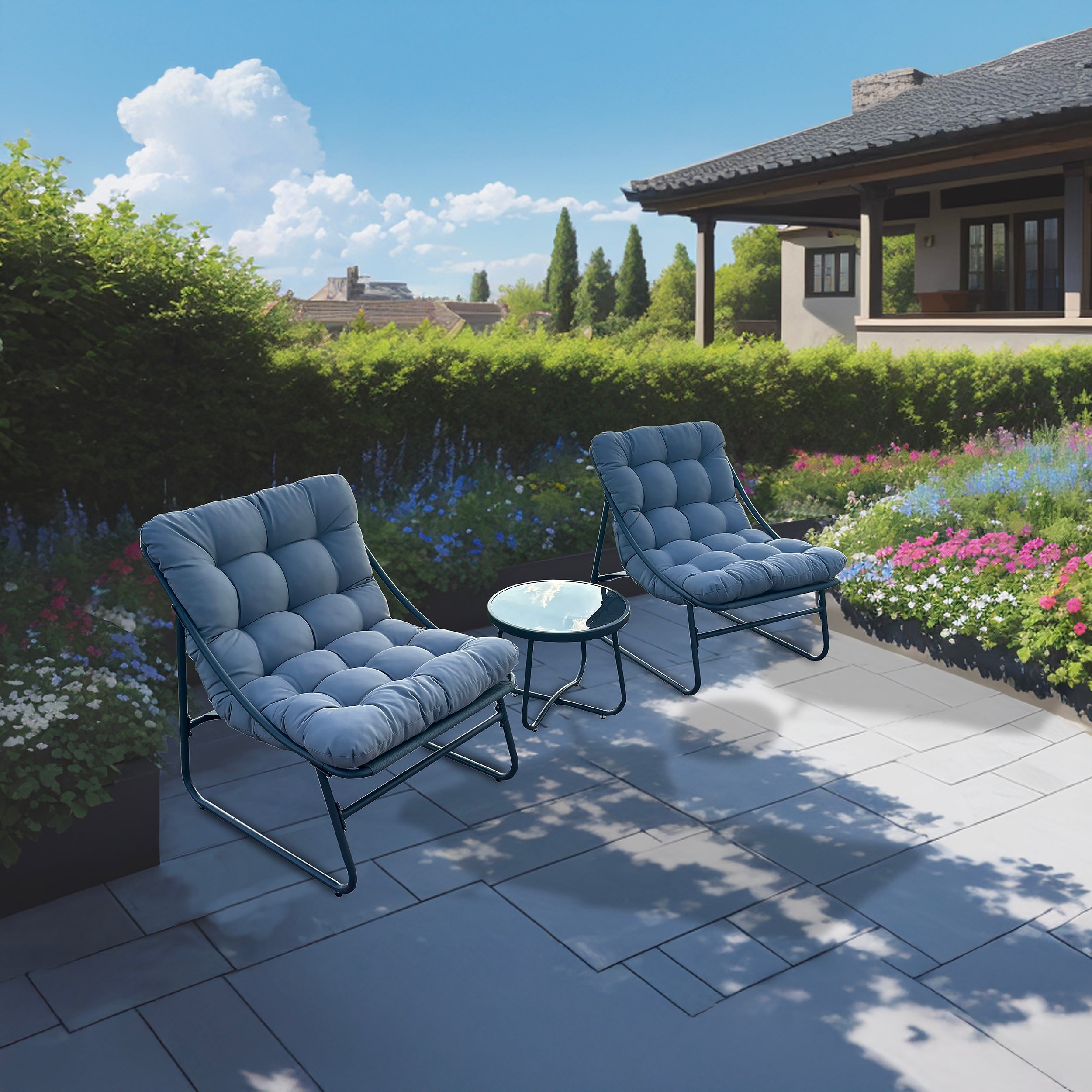 Deko Living Outdoor Modular Bistro Set with  Gray Cushion Set - COP20311