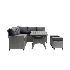 Deko Living Outdoor Wicker Sectional Sofa & Ottoman Set with Table - COP30006