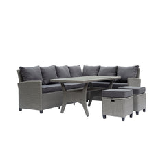 Deko Living Outdoor Wicker Sectional Sofa & Ottoman Set with Table - COP30006