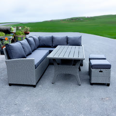 Deko Living Outdoor Wicker Sectional Sofa & Ottoman Set with Table - COP30006