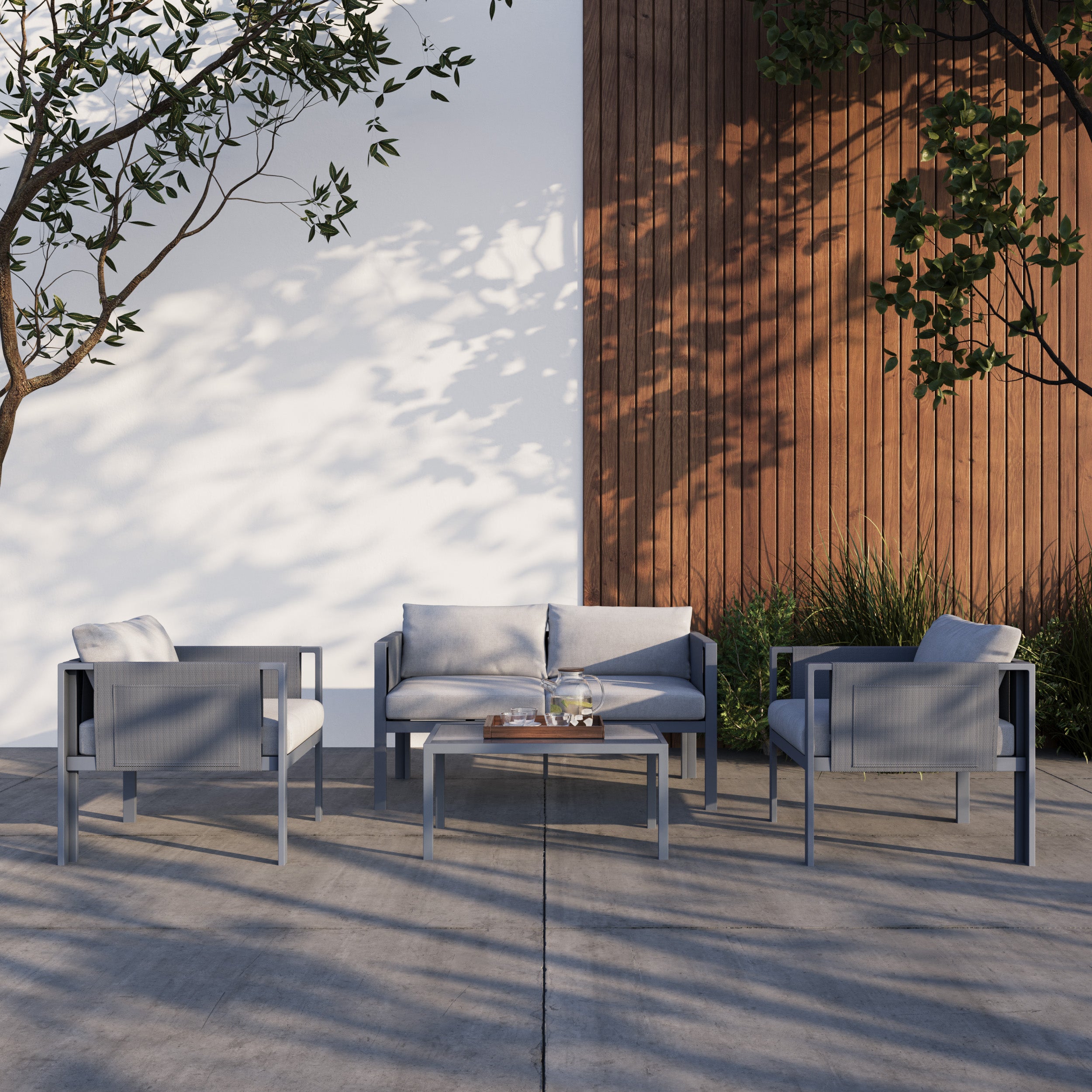 Deko Living 4 Place Seating Outdoor Gray Sofa and Table Set - COP30014