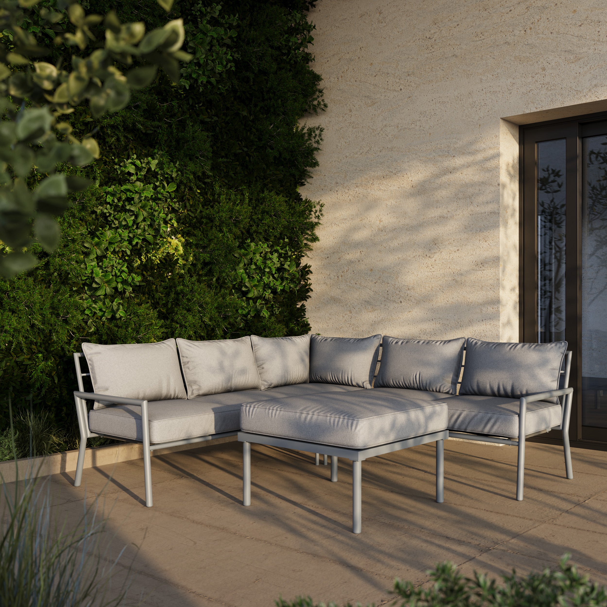 Deko Living 5 Place Seating Outdoor Gray Sofa and Ottoman Set - COP30015