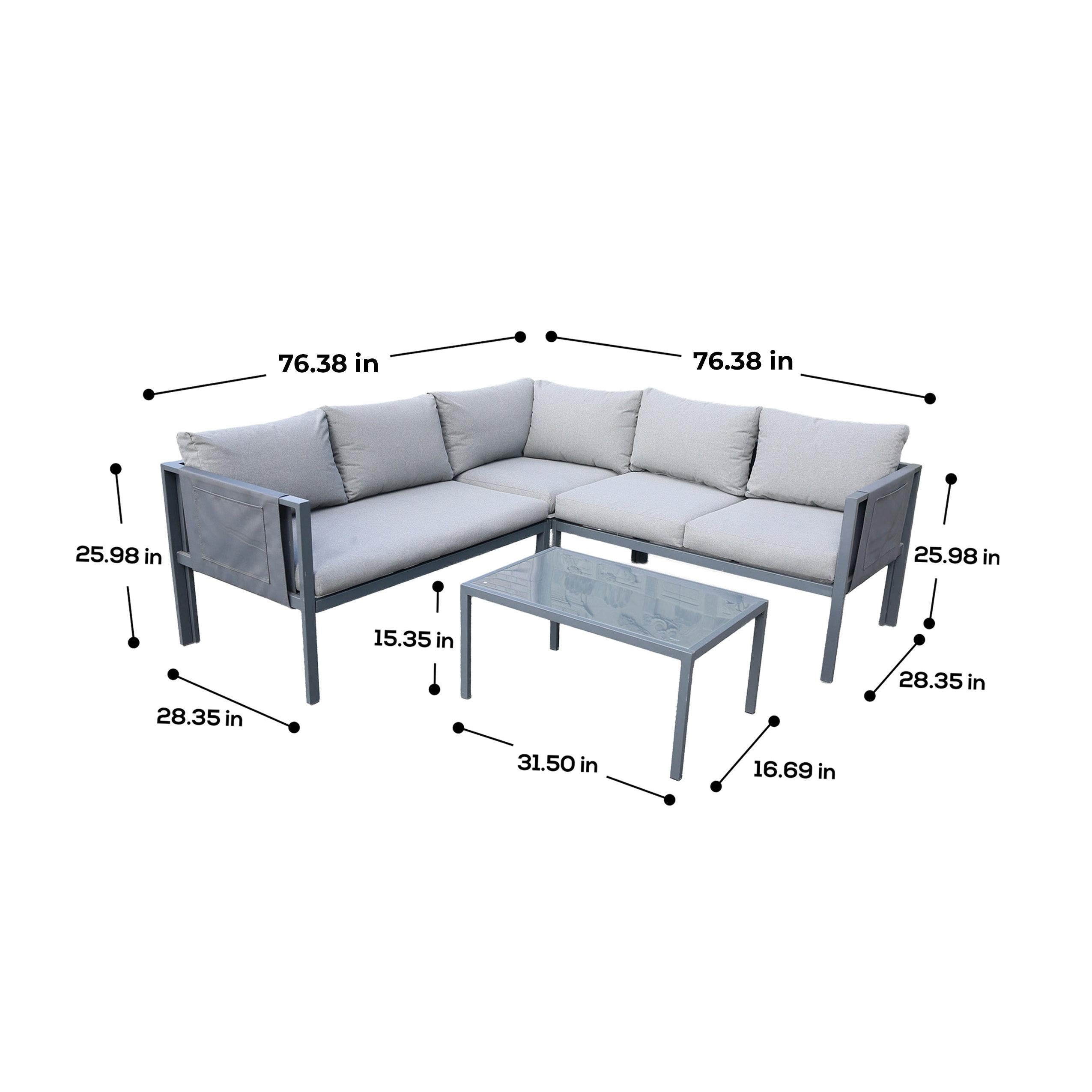 Deko Living 5 Place Seating Outdoor Gray Sofa and Table Set - COP30016