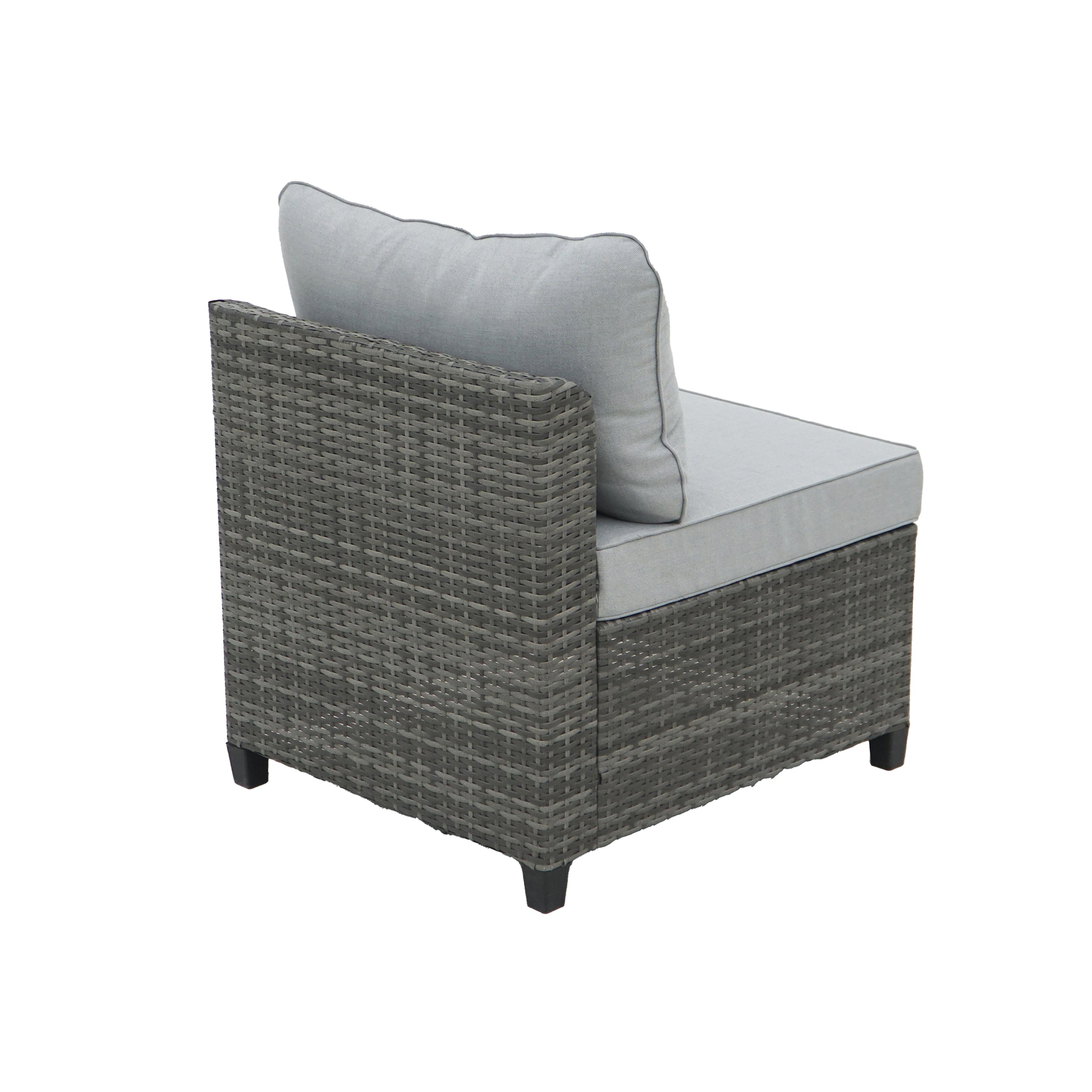 Deko Living 8 Piece Gray Outdoor Sectional Wicker Sofa Chairs and Tables with Interchangable Blue and Gray Cushion Covers - COP30111