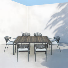 Deko Living 6 Place Seating Black Outdoor Patio Dining Chairs and Table Set - COP30803