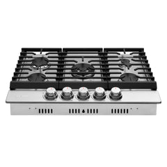 Cosmo 30 in. Haven Collection Drop-in Gas Cooktop with 5 Sealed Burners, Cast Iron Grates in Stainless Steel - COS-CTGH305SS