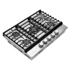 Cosmo 30 in. Haven Collection Drop-in Gas Cooktop with 5 Sealed Burners, Cast Iron Grates in Stainless Steel - COS-CTGH305SS