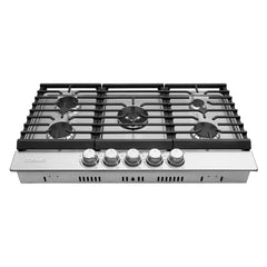 Cosmo 36 in. Haven Collection Drop-in Gas Cooktop with 5 Sealed Burners, Cast Iron Grates in Stainless Steel - COS-CTGH365SS
