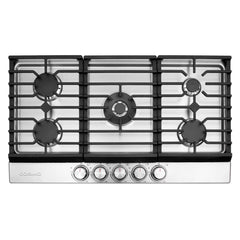 Cosmo 36 in. Haven Collection Drop-in Gas Cooktop with 5 Sealed Burners, Cast Iron Grates in Stainless Steel - COS-CTGH365SS