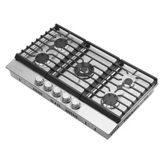Cosmo 36 in. Haven Collection Drop-in Gas Cooktop with 5 Sealed Burners, Cast Iron Grates in Stainless Steel - COS-CTGH365SS