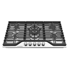 Cosmo 36 in. Vista Collection Drop-in Gas Cooktop with 5 Burners, Metal Knobs, Cast Iron Grates in Stainless Steel - COS-CTGV365SS