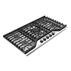Cosmo 36 in. Vista Collection Drop-in Gas Cooktop with 5 Burners, Metal Knobs, Cast Iron Grates in Stainless Steel - COS-CTGV365SS
