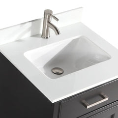 Vanity Art 24″ Bath Vanity with Engineered Marble Top in White with Basin and Mirror  – VA1024