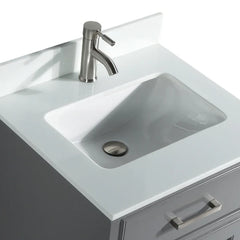 Vanity Art 30"Bath Vanity with Engineered Marble Top in White with Basin and Mirror - VA1030