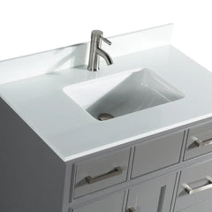 Vanity Art Single 36" Bath Vanity with Engineered Marble Top in White with Basin and Mirrorr - CVA36