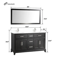 Bath Vanity  with Engineered Marble Top in White with Basin and Mirror - VA1060D