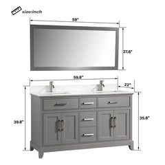 Bath Vanity  with Engineered Marble Top in White with Basin and Mirror - VA1060D