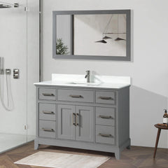 Vanity Art 60- Bath Vanity in Espresso with Engineered Marble Top in White with Basin and Mirror - VA1060