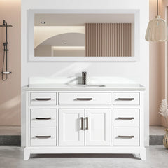 Vanity Art 60- Bath Vanity in Espresso with Engineered Marble Top in White with Basin and Mirror - VA1060