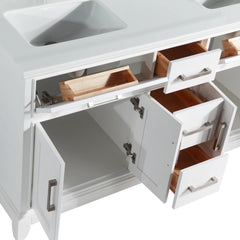 Vanity Art 72" Double Sink Vanity with Engineered Marble Top in White and Mirror - VA1072D