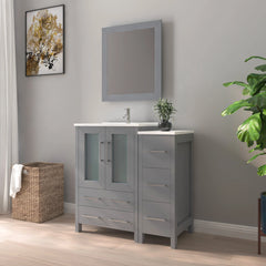 Vanity Art 36" Single Basin Bathroom Vanity with Top in White Ceramic and Mirror - VA3024-36
