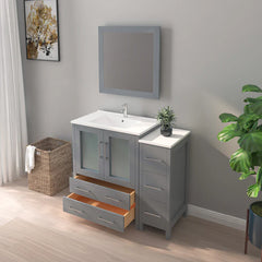 Vanity Art 42-Single Sink Bath Vanity with White Ceramic Top and Mirror - VA3030-42