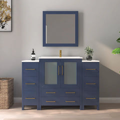 Vanity Art 54- H Single Sink Bath Vanity with White Ceramic Top and Mirror  - VA3030-54