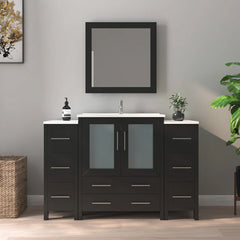 Vanity Art 54- H Single Sink Bath Vanity with White Ceramic Top and Mirror  - VA3030-54