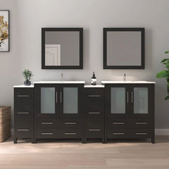 Vanity Art 84- Double Sink Bath Vanity with White Ceramic Top and Mirror - VA3030-84