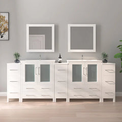 Vanity Art 84- Double Sink Bath Vanity with White Ceramic Top and Mirror - VA3030-84