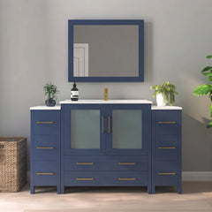 Vanity Art 60-Inch  Single Sink Bathroom Vanity with White Ceramic Top and Mirror - VA3036-60