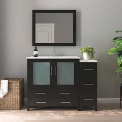 Vanity Art 48-Inch Bathroom Vanity with Single Basin Vanity Top in Ceramic and Mirror - VA3036-48