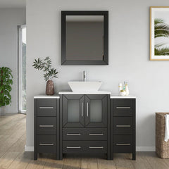 Vanity Art 48" Single Basin Bathroom Vanity  with White Top in Engineered Marble Top and Mirror- VA3124-48