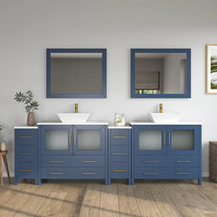 Vanity Art 96" Double Basin Bathroom Vanity with White Engineered Marble Top and Mirrors - VA3136-96